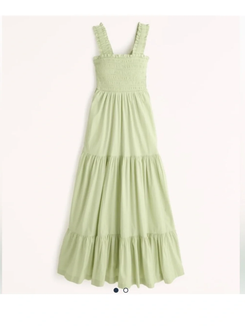 Abercrombie & Fitch Smocked Maxi Dress with Ruffle Straps Square Neck Green